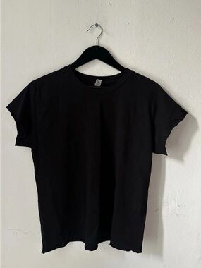 Los Angeles Apparel Women's Black Crew Neck Short Sleeve T-Shirt Made USA